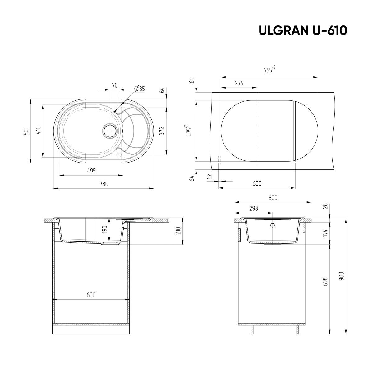 Мойка Ulgran U-610