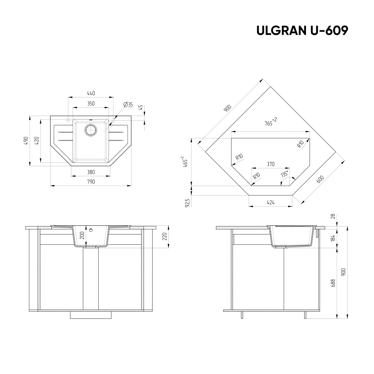 Мойка Ulgran U-609
